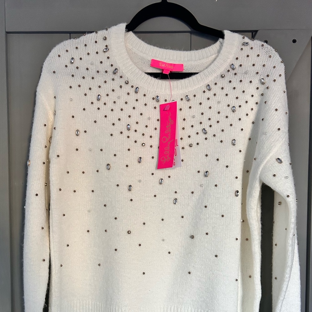 White super soft part cashmere Lily Pulitzer sweater